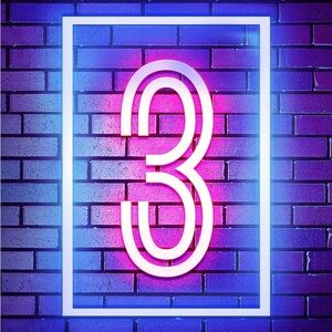 Neon Number 3 Wall Art